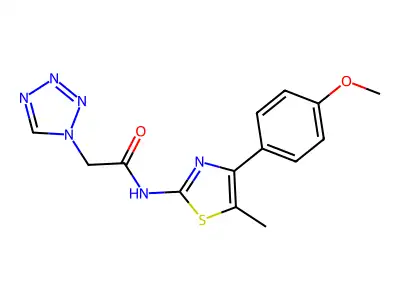 N-[4-(4-methoxyphenyl)-5-methyl-1,3-thiazol-2-yl]-2-(tetrazol-1-yl)acetamide structure