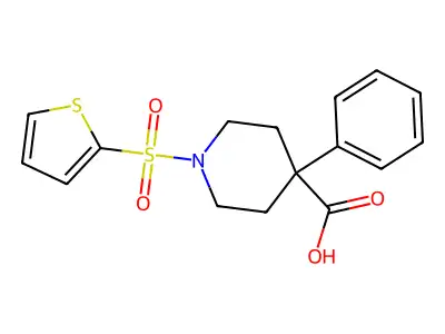 4-Phenyl-1-(thiophene-2-sulfonyl)piperidine-4-carboxylic acid structure