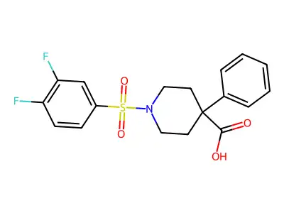 1-(3,4-Difluorobenzenesulfonyl)-4-phenylpiperidine-4-carboxylic acid structure