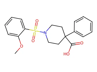 1-(2-Methoxybenzenesulfonyl)-4-phenylpiperidine-4-carboxylic acid structure