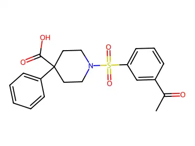 1-[(3-Acetylphenyl)sulfonyl]-4-phenylpiperidine-4-carboxylic acid structure