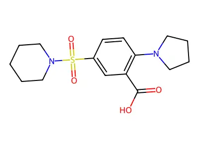 5-(Piperidine-1-sulfonyl)-2-(pyrrolidin-1-yl)benzoic acid structure