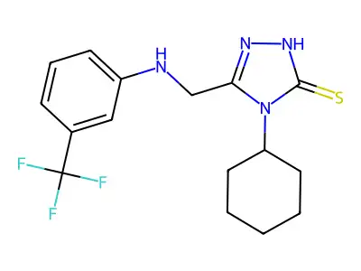 4-cyclohexyl-5-({[3-(trifluoromethyl)phenyl]amino}methyl)-4H-1,2,4-triazole-3-thiol structure