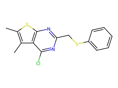 4-Chloro-5,6-dimethyl-2-[(phenylsulfanyl)methyl]thieno[2,3-D]pyrimidine structure