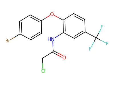 N-[2-(4-bromophenoxy)-5-(trifluoromethyl)phenyl]-2-chloroacetamide structure