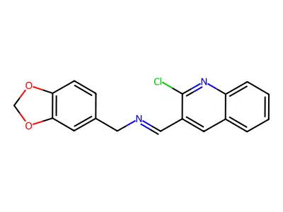 N-(1,3-benzodioxol-5-ylmethyl)-1-(2-chloroquinolin-3-yl)methanimine structure