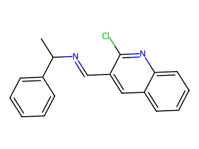 1-(2-chloroquinolin-3-yl)-N-(1-phenylethyl)methanimine structure