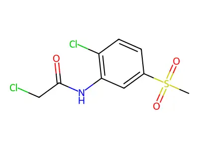 2-chloro-N-(2-chloro-5-methylsulfonylphenyl)acetamide structure