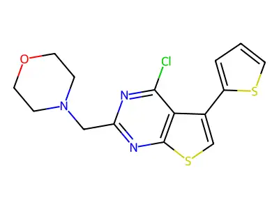 4-{[4-Chloro-5-(thiophen-2-yl)thieno[2,3-d]pyrimidin-2-yl]methyl}morpholine structure