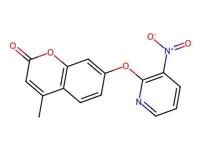 4-Methyl-7-(3-nitropyridin-2-yl)oxychromen-2-one structure