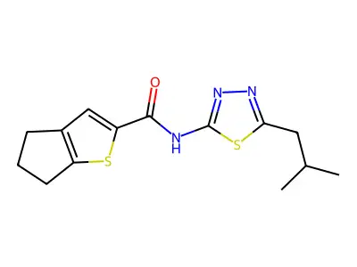 N-[5-(2-methylpropyl)-1,3,4-thiadiazol-2-yl]-5,6-dihydro-4H-cyclopenta[b]thiophene-2-carboxamide structure