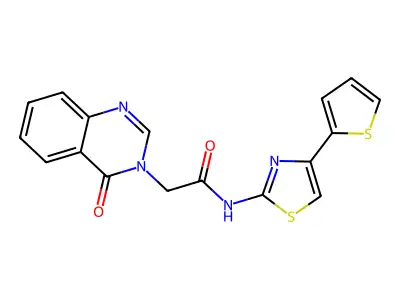 2-(4-oxoquinazolin-3-yl)-N-(4-thiophen-2-yl-1,3-thiazol-2-yl)acetamide structure