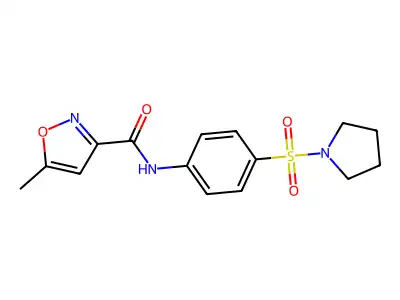 5-methyl-N-(4-pyrrolidin-1-ylsulfonylphenyl)-1,2-oxazole-3-carboxamide structure