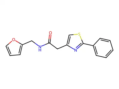 N-(furan-2-ylmethyl)-2-(2-phenyl-1,3-thiazol-4-yl)acetamide structure