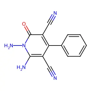 1,6-Diamino-2-oxo-4-phenyl-1,2-dihydropyridine-3,5-dicarbonitrile structure