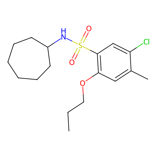 5-chloro-N-cycloheptyl-4-methyl-2-propoxybenzenesulfonamide structure