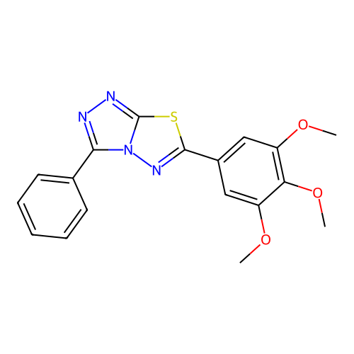 3-Phenyl-6-(3,4,5-trimethoxyphenyl)-[1,2,4]triazolo[3,4-b][1,3,4]thiadiazole structure