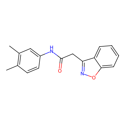 2-(1,2-benzisoxazol-3-yl)-N-(3,4-dimethylphenyl)acetamide structure