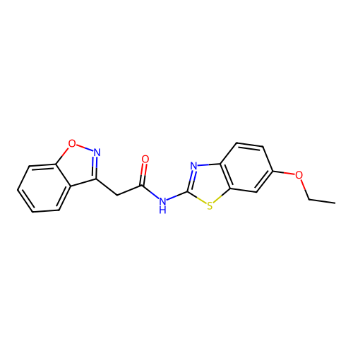 2-(1,2-benzisoxazol-3-yl)-N-(6-ethoxy-1,3-benzothiazol-2-yl)acetamide structure