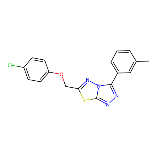 6-[(4-chlorophenoxy)methyl]-3-(3-methylphenyl)-[1,2,4]triazolo[3,4-b][1,3,4]thiadiazole structure