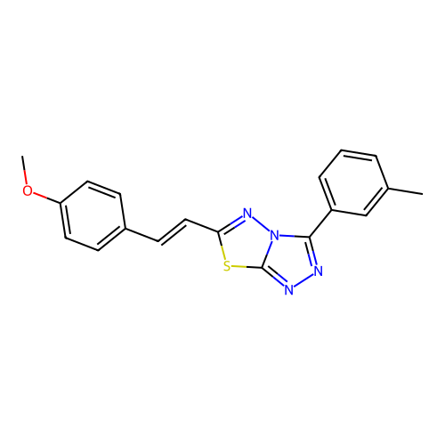 6-[(E)-2-(4-methoxyphenyl)ethenyl]-3-(3-methylphenyl)-[1,2,4]triazolo[3,4-b][1,3,4]thiadiazole structure