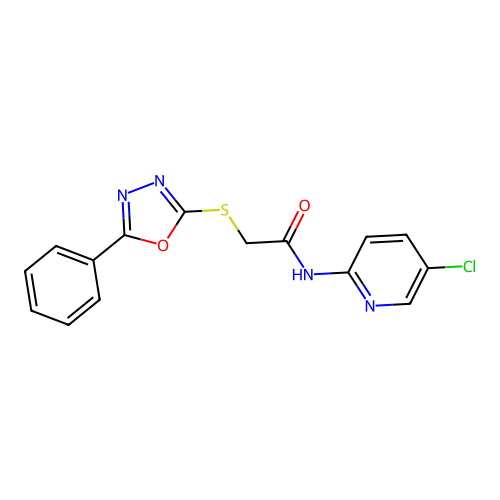 N-(5-chloropyridin-2-yl)-2-[(5-phenyl-1,3,4-oxadiazol-2-yl)sulfanyl]acetamide structure