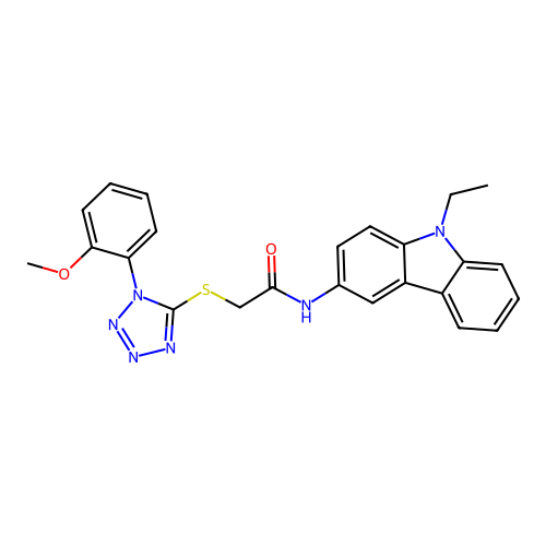 N-(9-ethylcarbazol-3-yl)-2-[1-(2-methoxyphenyl)tetrazol-5-yl]sulfanylacetamide structure