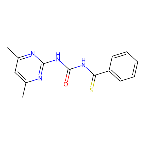 N-benzothioyl-N'-(4,6-dimethyl-2-pyrimidinyl)urea structure