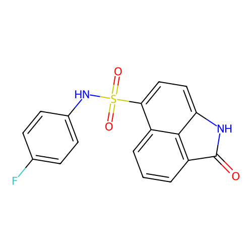 N-(4-fluorophenyl)-2-oxo-1,2-dihydrobenzo[cd]indole-6-sulfonamide structure