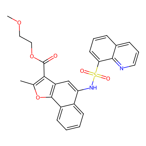 2-methoxyethyl 2-methyl-5-[(8-quinolinylsulfonyl)amino]naphtho[1,2-b]furan-3-carboxylate structure