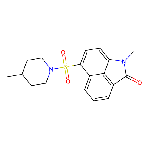 1-methyl-6-[(4-methyl-1-piperidinyl)sulfonyl]benzo[cd]indol-2(1H)-one structure