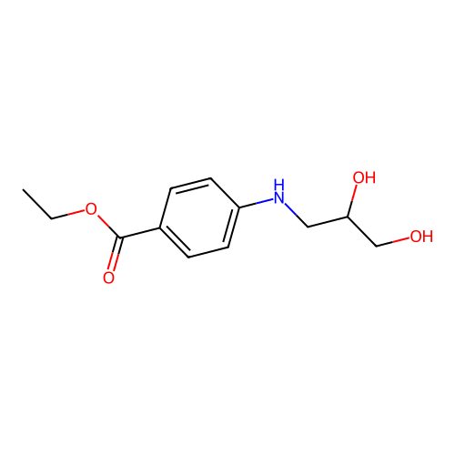 Ethyldihydroxypropyl aminobenzoate structure