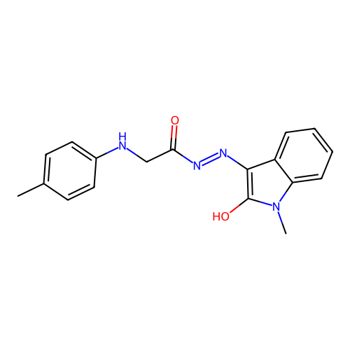 (E)-N'-(1-methyl-2-oxoindolin-3-ylidene)-2-(p-tolylamino)acetohydrazide structure