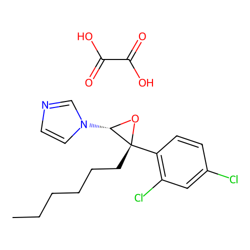 1H-Imidazole, 1-(3-(2,4-dichlorophenyl)-3-hexyloxiranyl)-, cis-, ethanedioate structure