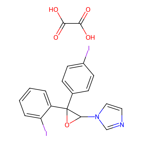 1H-Imidazole, 1-(3-(2-iodophenyl)-3-(4-iodophenyl)oxiranyl)-, ethanedioate structure