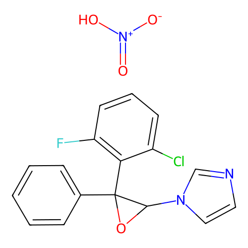 1H-Imidazole, 1-(3-(2-chloro-6-fluorophenyl)-3-phenyloxiranyl)-, mononitrate structure