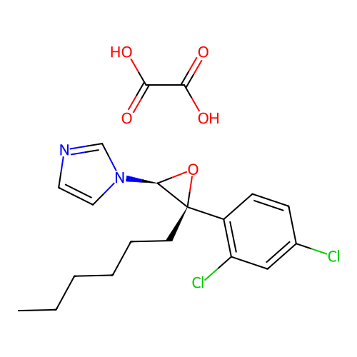1H-Imidazole, 1-(3-(2,4-dichlorophenyl)-3-hexyloxiranyl)-, trans-, ethanedioate structure