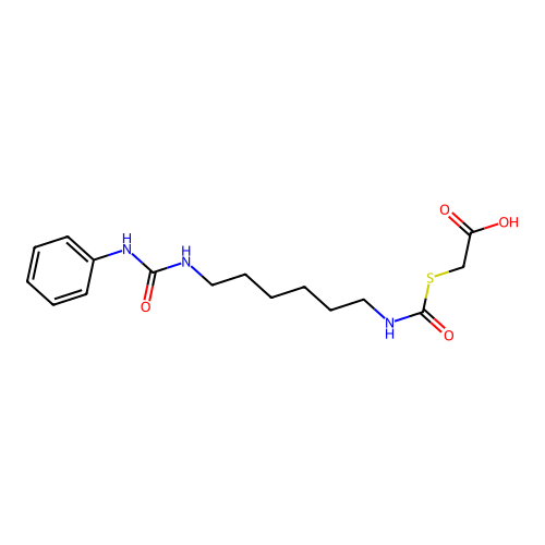 2-[6-(Phenylcarbamoylamino)hexylcarbamoylsulfanyl]acetic acid structure