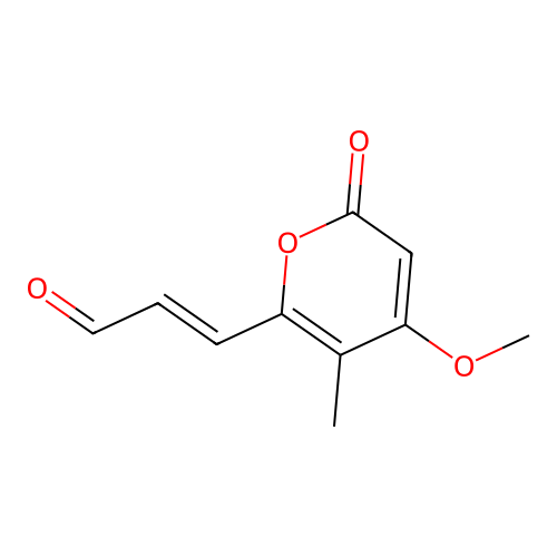 2-Propenal, 3-(4-methoxy-5-methyl-2-oxo-2H-pyran-6-yl)-, (2E)- structure