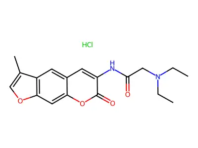3-Diethylaminoacetylamido-4'-methylpsoralen hydrochloride structure
