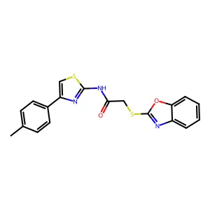 2-(1,3-benzoxazol-2-ylsulfanyl)-N-[4-(4-methylphenyl)-1,3-thiazol-2-yl]acetamide structure