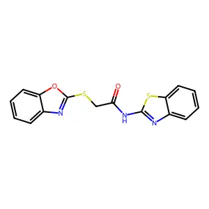 N-(1,3-benzothiazol-2-yl)-2-(1,3-benzoxazol-2-ylsulfanyl)acetamide structure