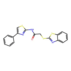 2-(1,3-benzothiazol-2-ylsulfanyl)-N-(4-phenyl-1,3-thiazol-2-yl)acetamide structure