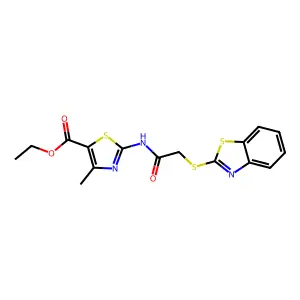 ethyl 2-[2-(1,3-benzothiazol-2-ylsulfanyl)acetamido]-4-methyl-1,3-thiazole-5-carboxylate structure