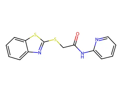 2-(1,3-benzothiazol-2-ylsulfanyl)-N-pyridin-2-ylacetamide structure