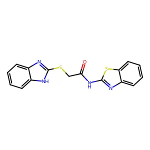2-(1H-Benzoimidazol-2-ylsulfanyl)-N-benzothiazol-2-yl-acetamide structure