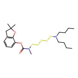 Carbamic acid, ((dibutylamino)pentathio)methyl-, 2,3-dihydro-2,2-dimethyl-7-benzofuranyl ester structure