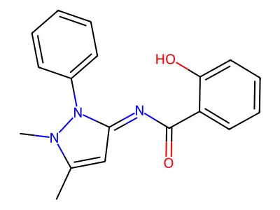 N-(2,3-Dimethyl-1-phenyl-3-pyrazolin-5-ylidene)salicylamide structure