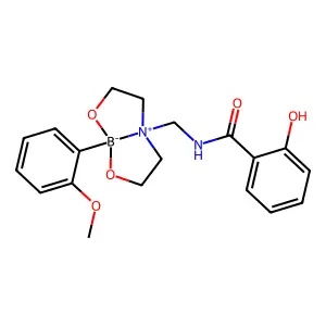 2-hydroxy-N-[[5-(2-methoxyphenyl)-4,6-dioxa-1-azonia-5-boranuidabicyclo[3.3.0]octan-1-yl]methyl]benzamide structure