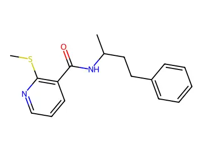 2-(methylsulfanyl)-N-(4-phenylbutan-2-yl)pyridine-3-carboxamide structure